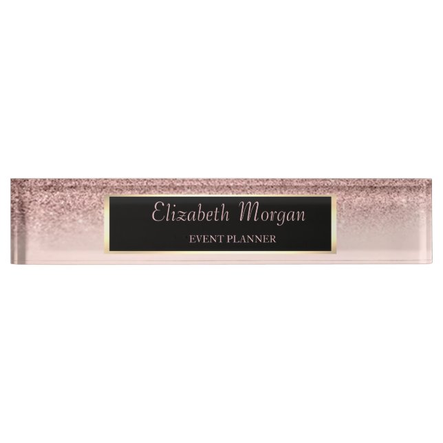 Elegant Stylish Glitter Bokeh Ombre , Frame Desk Name Plate (Front)