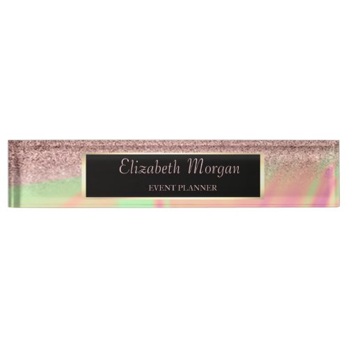 Elegant Stylish Glitter Bokeh OmbreFrame Desk Name Plate