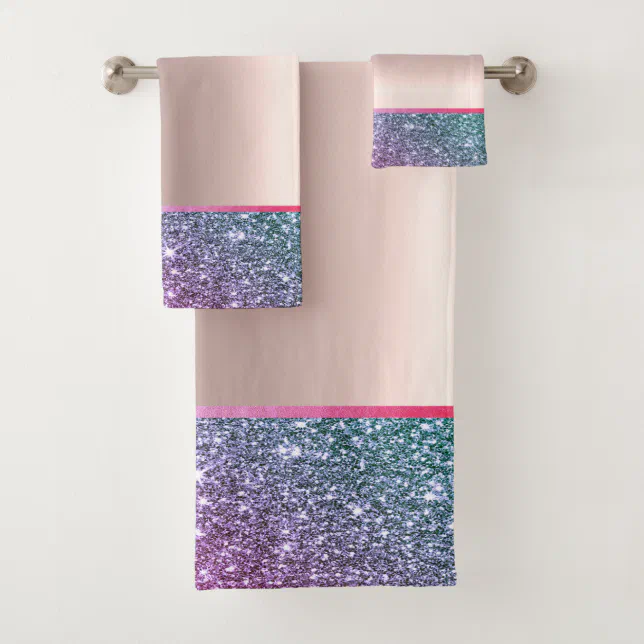 Elegant Stylish Glitter Shiny Rose Gold Bath Towel Set Zazzle