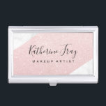 Elegant stylish glitter white marble makeup artist business card case<br><div class="desc">Modern design featuring white marble and faux glitter texture.</div>