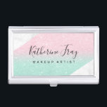 Elegant stylish glitter white marble makeup artist business card case<br><div class="desc">Modern design featuring white marble and faux glitter texture.</div>