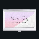 Elegant stylish glitter white marble makeup artist business card case<br><div class="desc">Modern design featuring white marble and faux glitter texture.</div>