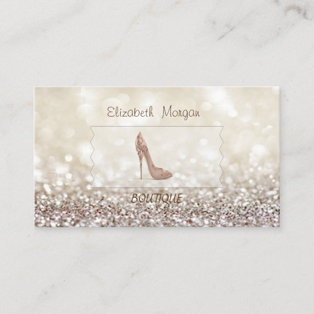 Elegant Stylish,Glittery Bokeh,High Heels Business Card (Front)