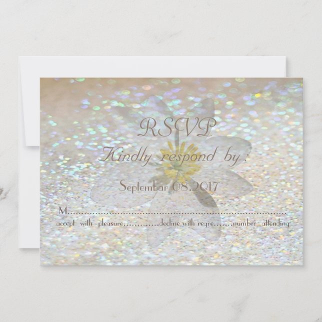 Elegant Stylish,Glittery,Daisy  Wedding  RSVP Card (Front)