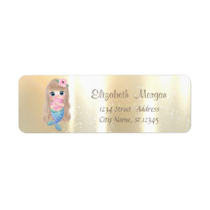 Elegant, Stylish Gold, Baby Mermaid Label