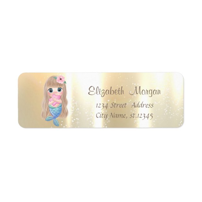 Elegant, Stylish  Gold, Baby Mermaid Label (Front)