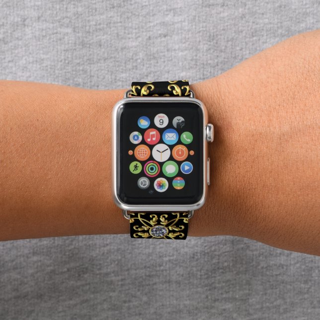 Elegant Stylish Gold Black Bling Apple Watch Band | Zazzle display picture 3