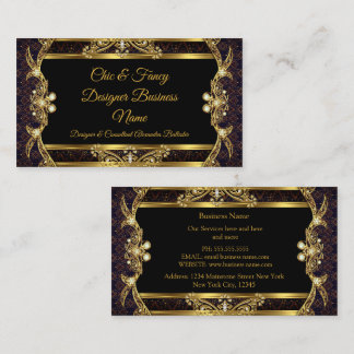Elegant Stylish Gold Black Brocade Designer Business Card