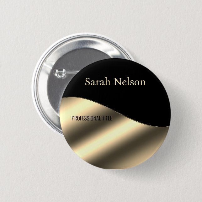 Elegant Stylish Gold Black Button (Front & Back)