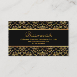 Elegant Stylish Gold Black Damask Business Card
