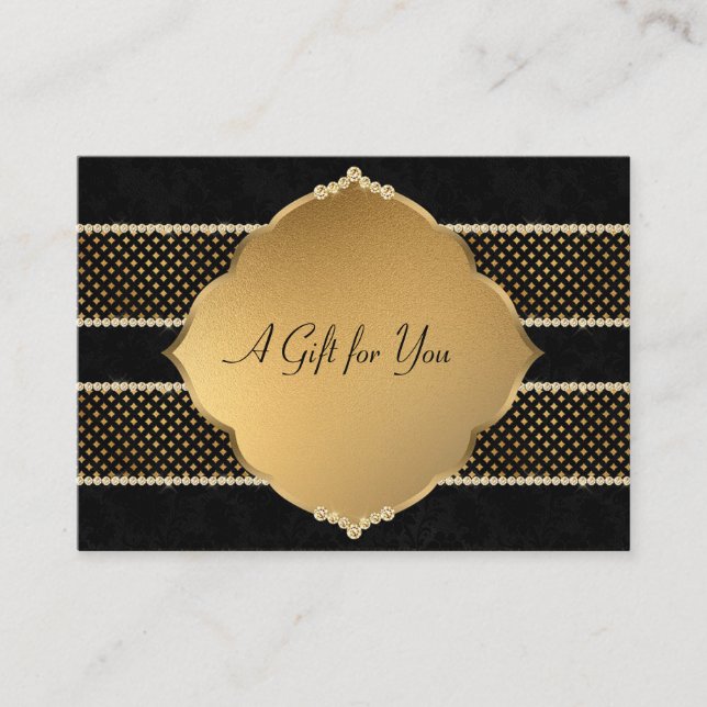 Elegant Stylish Gold,Black, Diamonds Discount Card (Front)