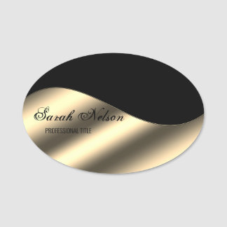 Elegant Stylish Gold Black Name Tag