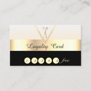 Elegant Stylish,Gold,Black,Scissors Loyalty Card