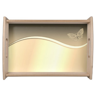 Elegant Stylish Gold Butterfly Serving Tray
