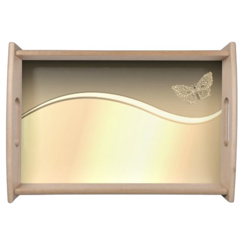 Elegant Stylish  Gold Butterfly Serving Tray