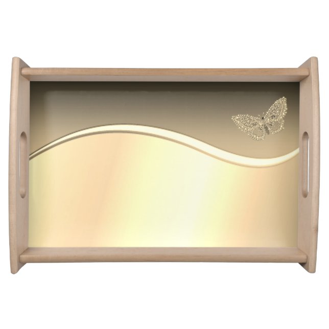 Elegant Stylish  Gold Butterfly Serving Tray (Front)