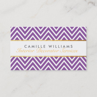 ELEGANT stylish gold chevron pattern violet purple Business Card