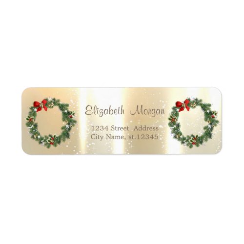 Elegant Stylish Gold Christmas  Wreath  Holiday Label
