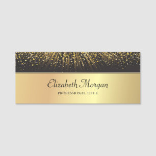 Elegant Stylish Gold Confetti Name Tag