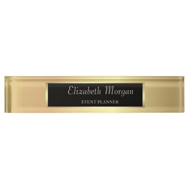 Elegant Stylish Gold Desk Name Plate (Front)