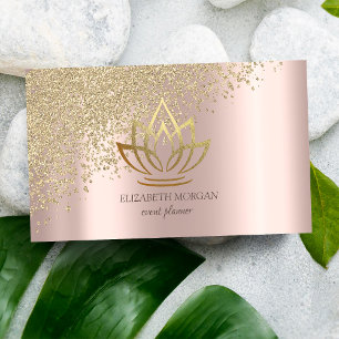 Elegant Stylish Gold Diamonds Lotus Rose Gold Business Card
