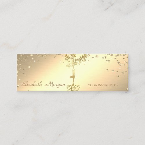 Elegant Stylish Gold Diamonds Tree Silhouette Mini Business Card