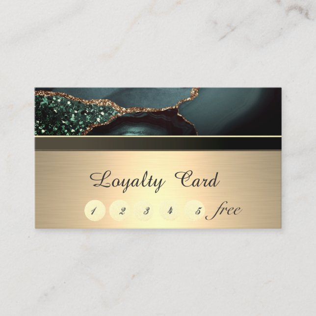 Elegant Stylish,Gold,Emerald Green Loyalty Card (Front)