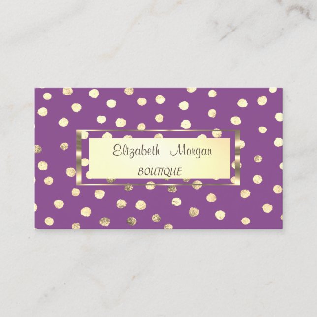 Elegant Stylish,Gold Frame,Confetti Business Card (Front)