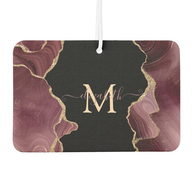 Elegant Stylish Gold Glitter Burgundy Agate   Air Freshener (Front)