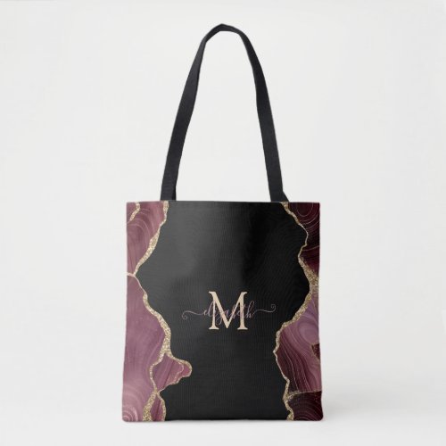 Elegant Stylish Gold Glitter Burgundy Agate Bath Tote Bag