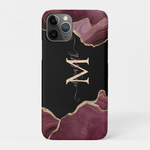 Elegant Stylish Gold Glitter Burgundy Agate iPhone 11 Pro Case