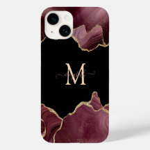 Elegant Stylish Gold Glitter Burgundy Agate  