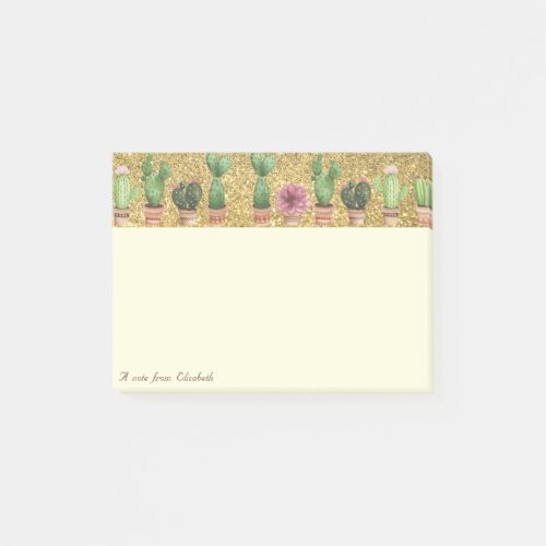 Elegant Stylish Gold GlitterCactus Post_it Notes