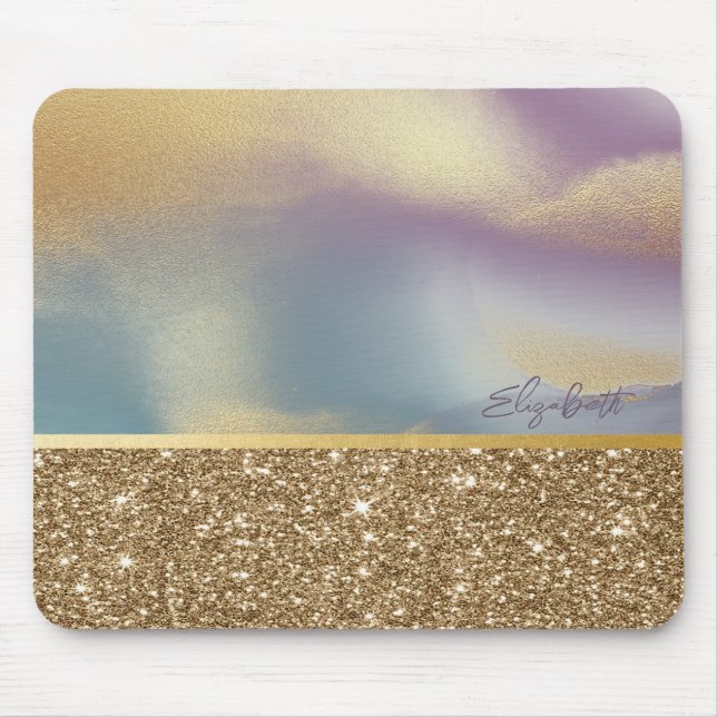 Elegant Stylish Gold Glitter Colorful Mouse Pad (Front)