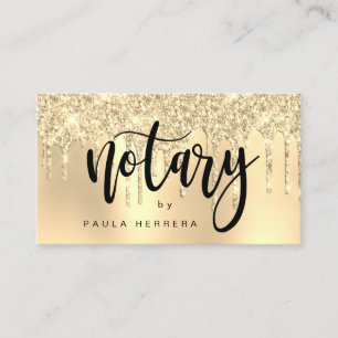 Elegant stylish gold glitter drips notary  business card
