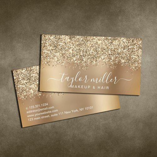 Elegant stylish gold glitter makeup  hair  business card