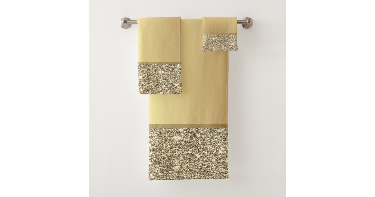 Elegant Stylish Gold Glitter Shiny Bath Towel Set Zazzle