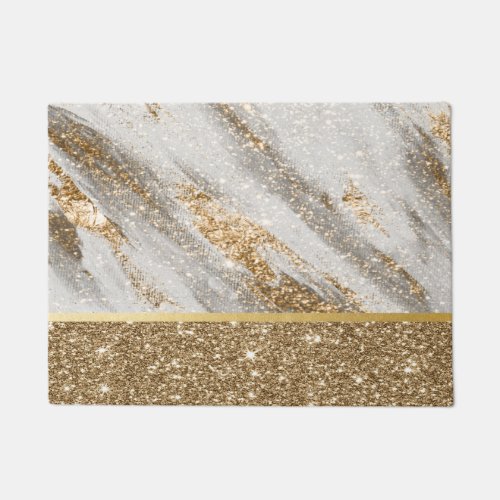 Elegant Stylish Gold Glitter Shiny Doormat