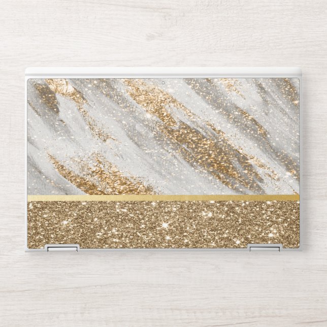 Elegant Stylish Gold Glitter Shiny  HP Laptop Skin (Front)