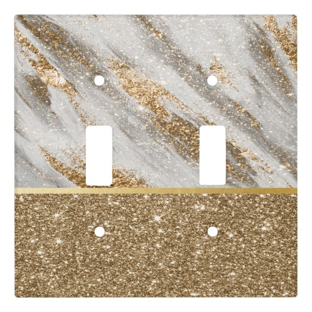 Elegant Stylish Gold Glitter Shiny  Light Switch Cover (Front)