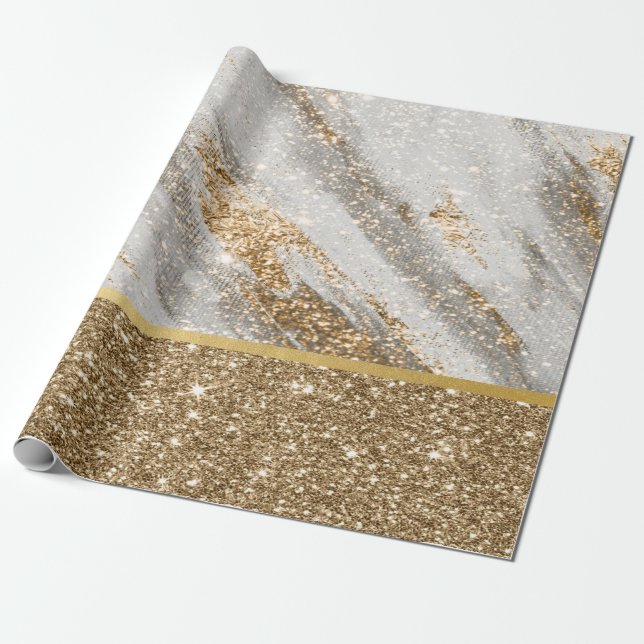 Elegant Stylish Gold Glitter Shiny  Wrapping Paper (Unrolled)