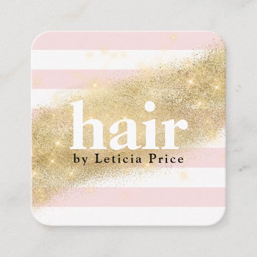 Elegant stylish gold glitter stripes hair square business card