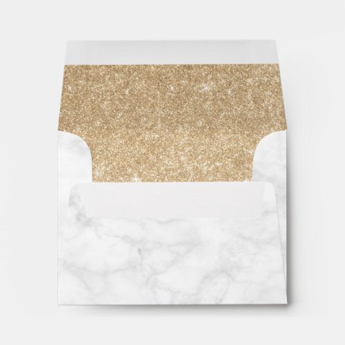 Elegant stylish gold glitter white marble  envelope