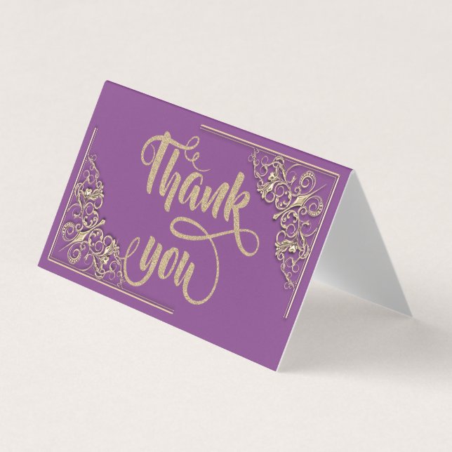 Elegant Stylish Gold Glittery Thank You Card (Front)