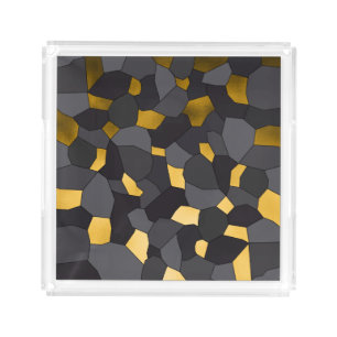 Elegant stylish gold grey and black mosaic acrylic tray