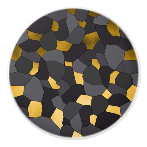 Elegant stylish gold grey and black mosaic ceramic knob
