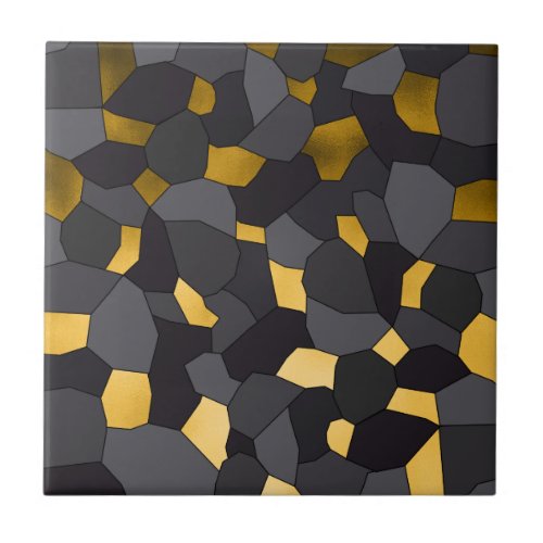 Elegant stylish gold grey and black mosaic ceramic tile
