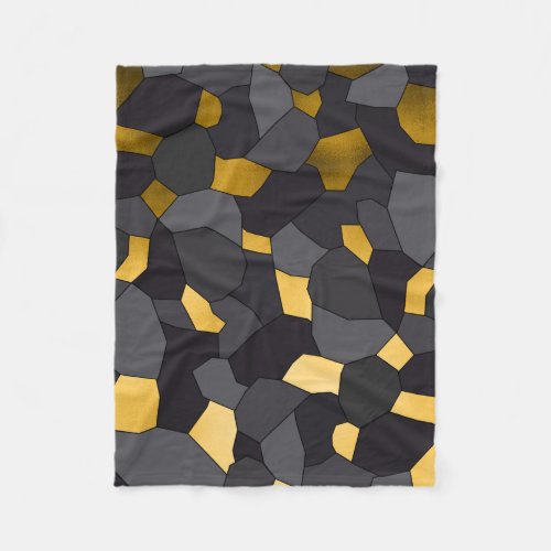 Elegant stylish gold grey and black mosaic fleece blanket