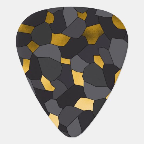 Elegant stylish gold grey and black mosaic guitar pick
