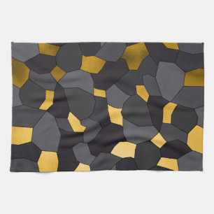 Elegant stylish gold grey and black mosaic kitchen towel